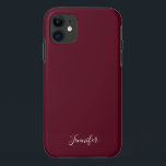 Case-Mate iPhone Case Vin Bourgogne uni couleur chic monogramme personna<br><div class="desc">Boîtier de téléphone couleur solide et chic en bordeaux,  mon teint préféré de rouge foncé. Une magnifique couleur de vin avec votre joli monogramme personnalisé. Personnalisez avec votre nom dans un élégant script blanc.</div>