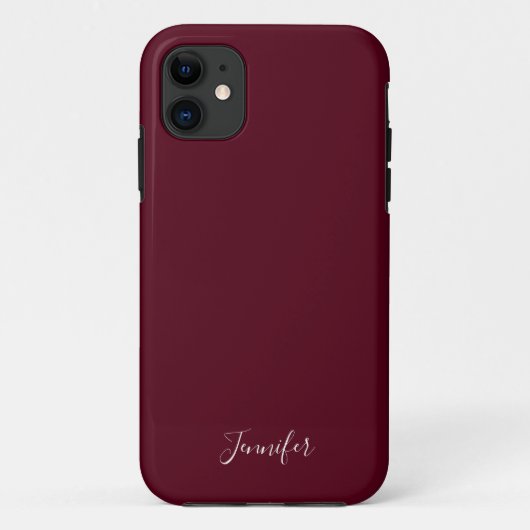 Coques Case-Mate iPhone Vin Bourgogne uni couleur chic monogramme personna (Dos)