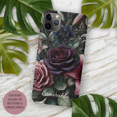Coques Case-Mate iPhone Vin gothique Rose rouge Art botanique peinture