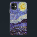 Coque iPhone 11 Vincent Van Gogh Starry Nuit Vintage Art<br><div class="desc">Vincent van Gogh Starry Night Art Peinture Starry Night est un tableau de l'artiste post-impressionniste néerlandais Vincent van Gogh. Le ciel bleu de la nuit est rempli de nuages tourbillonnants, d'étoiles et d'une lune brillante croissant. La Nuit étoilée est la seule nocturne de la série de vues depuis la fenêtre...</div>