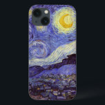iPhone 13 Case Vincent Van Gogh Starry Nuit Vintage Art<br><div class="desc">Vincent van Gogh Starry Night Art Peinture Starry Night est un tableau de l'artiste post-impressionniste néerlandais Vincent van Gogh. Le ciel bleu de la nuit est rempli de nuages tourbillonnants, d'étoiles et d'une lune brillante croissant. La Nuit étoilée est la seule nocturne de la série de vues depuis la fenêtre...</div>