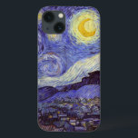 iPhone 13 Case Vincent Van Gogh Starry Nuit Vintage Art<br><div class="desc">Vincent van Gogh Starry Night Art Peinture Starry Night est un tableau de l'artiste post-impressionniste néerlandais Vincent van Gogh. Le ciel bleu de la nuit est rempli de nuages tourbillonnants, d'étoiles et d'une lune brillante croissant. La Nuit étoilée est la seule nocturne de la série de vues depuis la fenêtre...</div>