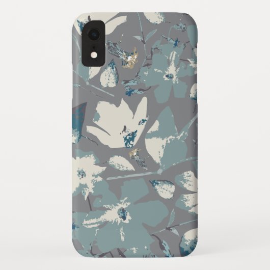 Coques Case-Mate iPhone Vins à fleurs Crème bleue gris Flore Impression (Dos)