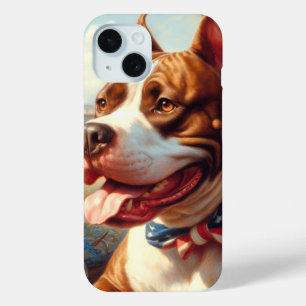Coque Pour iPhone 15 Vintage American Pit Bull Terrier Peinture