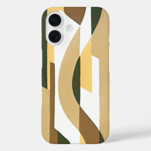 Coques iPhone 16 Vintage Art Déco Jazz Curve Motif Couleurs d'autom