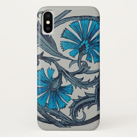 Coques Case-Mate iPhone vintage bleu antique fleurs artisanat rustique (Dos)