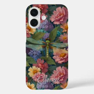 Coques iPhone 16 Vintage bohème chic floral pastel jardin libellule