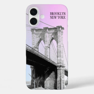 Coques iPhone 16 Plus Vintage Brooklyn Bridge Blue Sky