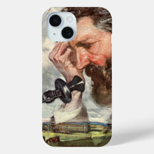 Coque Pour iPhone 15 Vintage Business, Alexander Graham Bell Téléphone
