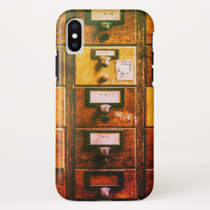 Case-Mate iPhone Case Vintage catalogue de cartes de bibliothèque bois