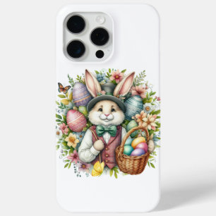 Coque iPhone 15 Pro Max Vintage/Classique Mignonne lapin de Pâques