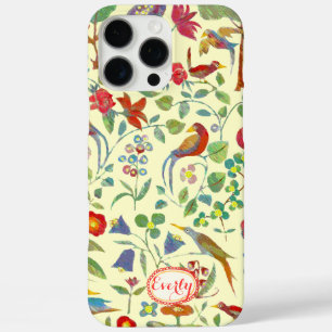 iPhone 16 Pro Max Case Vintage coloré Folksy Art Motif d'oiseaux