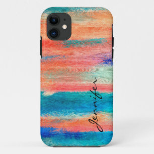 Coques Pour iPhone Vintage Colorful Wood Grain Texture #5