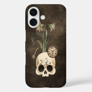 Coques iPhone 16 Vintage crâne gothique floral