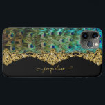 Case-Mate iPhone Case Vintage Elégant Peacock Plumes Baroque Rococo<br><div class="desc">Vintage Elégant Peacock Plumes Baroque Rococo design.  La photo exquise d'une queue de Peacock complètement fermée est associée à un design de défilement rococo baroque en parties scintillant dorée.  Arrière - plan noir.  Copyright,  Audrey Jeanne Roberts,  artiste et designer.</div>