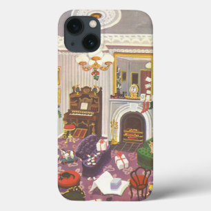 Etui iPhone 13 Vintage Enveloppement de Noël présente dans le sal