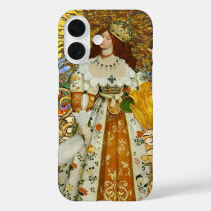 Coques iPhone 16 Vintage femme Soleil d'or : Leo Zodiac Collage Art