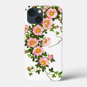 iPhone 13 Mini Coque Vintage fleurs de cerises japonaises, rose et or
