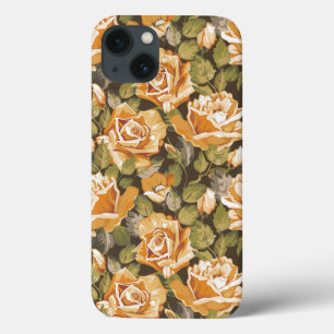 iPhone 13 Coque Vintage Floral pattern of yellow roses