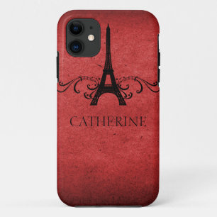 Coque iPhone 11 Vintage Français Flourish iPhone 5 Coque, Rouge