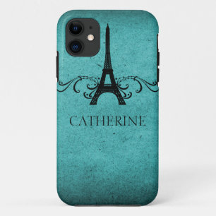 Coque iPhone 11 Vintage Français Flourish iPhone 5 Coque, Turquois
