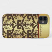 Coques Case-Mate iPhone Vintage Gold Damask (Dos (Horizontal))