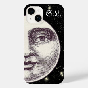 Coque Pour iPhone 14 Vintage homme dans la lune pleine lune visage noir