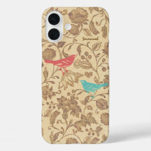 iPhone 16 Plus Case Vintage Inséparable Motif rouge Aqua
