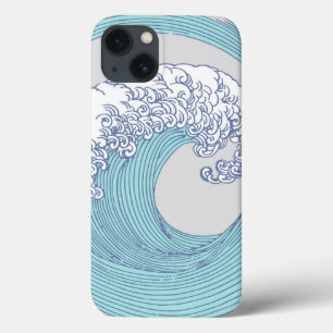 Etui iPhone 13 Vintage japonais Ukiyo-e Art de vague de surf Côte