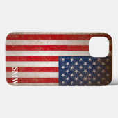 Coques Case-Mate iPhone Vintage Look Monogramme USA Patriotique Drapeau De (Verso (horizontal))