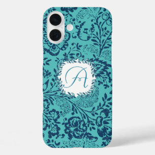 iPhone 16 Plus Case Vintage Marine Aqua Mint Damask Monogram iPhone