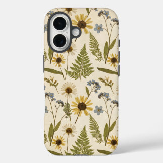 Coques iPhone 16 Vintage Meadow Botanical – Pressed Wildflower 