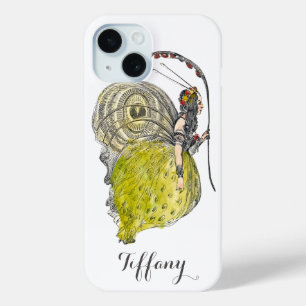 Coque Pour iPhone 15 Vintage Mignonne Imaginaire Papillon Fée avec aile