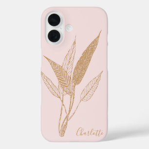 Coques iPhone 16 Vintage minimaliste personnalisé rose botanique