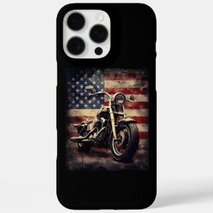 Coques iPhone 16 Pro Max Vintage Motorcycle USA Drapeau Retro Biker América