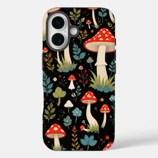 Coques iPhone 16 Vintage Mushroom Phone Case