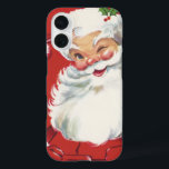 Coques iPhone 16 Vintage Noël Père Noël, Jolly et Winking<br><div class="desc">Illustration vintage Design de Noël avec un joyeux Père Noël joyeux,  portant un casquette et en train de se baigner comme s'il avait un secret. Ho,  ho,  ho,  Joyeux Noël !</div>