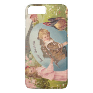 Coque iPhone 7 Plus Vintage Pâques Victorienne fille et garçon