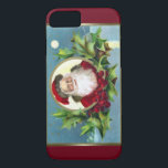 Coque iPhone 7 Vintage Père Noël et Holly Christmas<br><div class="desc">Image vintage classique numériquement restaurée et améliorée sur l'arrière - plan de hamandy profond. Utilisez l'option Facteur de formulaire pour appliquer cette image à d'autres coques de périphériques.</div>