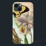 Case-Mate iPhone Case Vintage Postcard with Butterflies and Flowers<br><div class="desc">This print of a vintage postcard with lavender flowers and colorful butterflies,  created by Vision Studio. A great piece that would amazing on any wall. Le Yours today !</div>