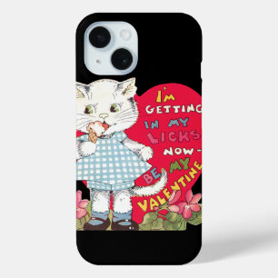 Coque Pour iPhone 15 Vintage Retro Valentine's Day Chat Manger de la cr
