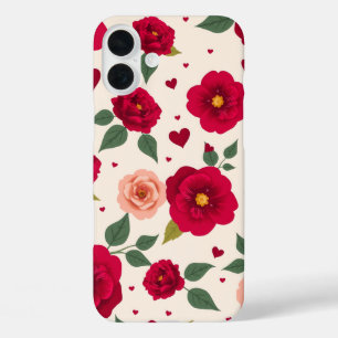 Coques iPhone 16 Plus Vintage Roses and Hearts iPhone Case