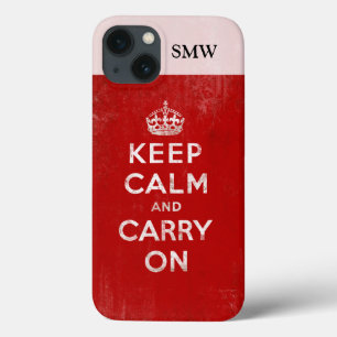 Etui iPhone 13 Vintage rouge profond et détendu, gardez le calme