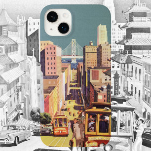 Coque Pour iPhone 15 Vintage San Francisco Cable Cars Travel Poster Art