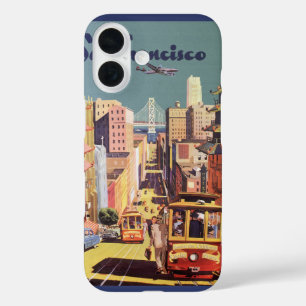 Coques iPhone 16 Vintage San Francisco Cable Cars Travel Poster Art