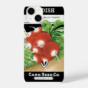 Coque Pour iPhone 14 Vintage Seed Packet Étiquette Art, Radis Scarlet