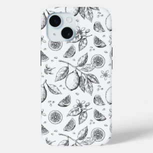 Coque Pour iPhone 15 Vintage Tropical Fruit Lemon Floral