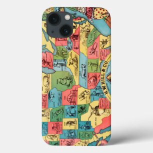 iPhone 13 Case Vintage United States Nicknames Map