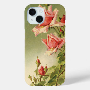 Coque Pour iPhone 15 Vintage Valentine's Day Pink Victorian Garden Rose