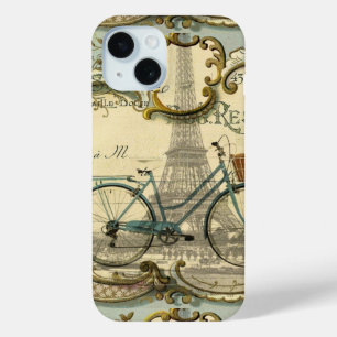 Coque Pour iPhone 15 vintage vélo paris tour eiffel